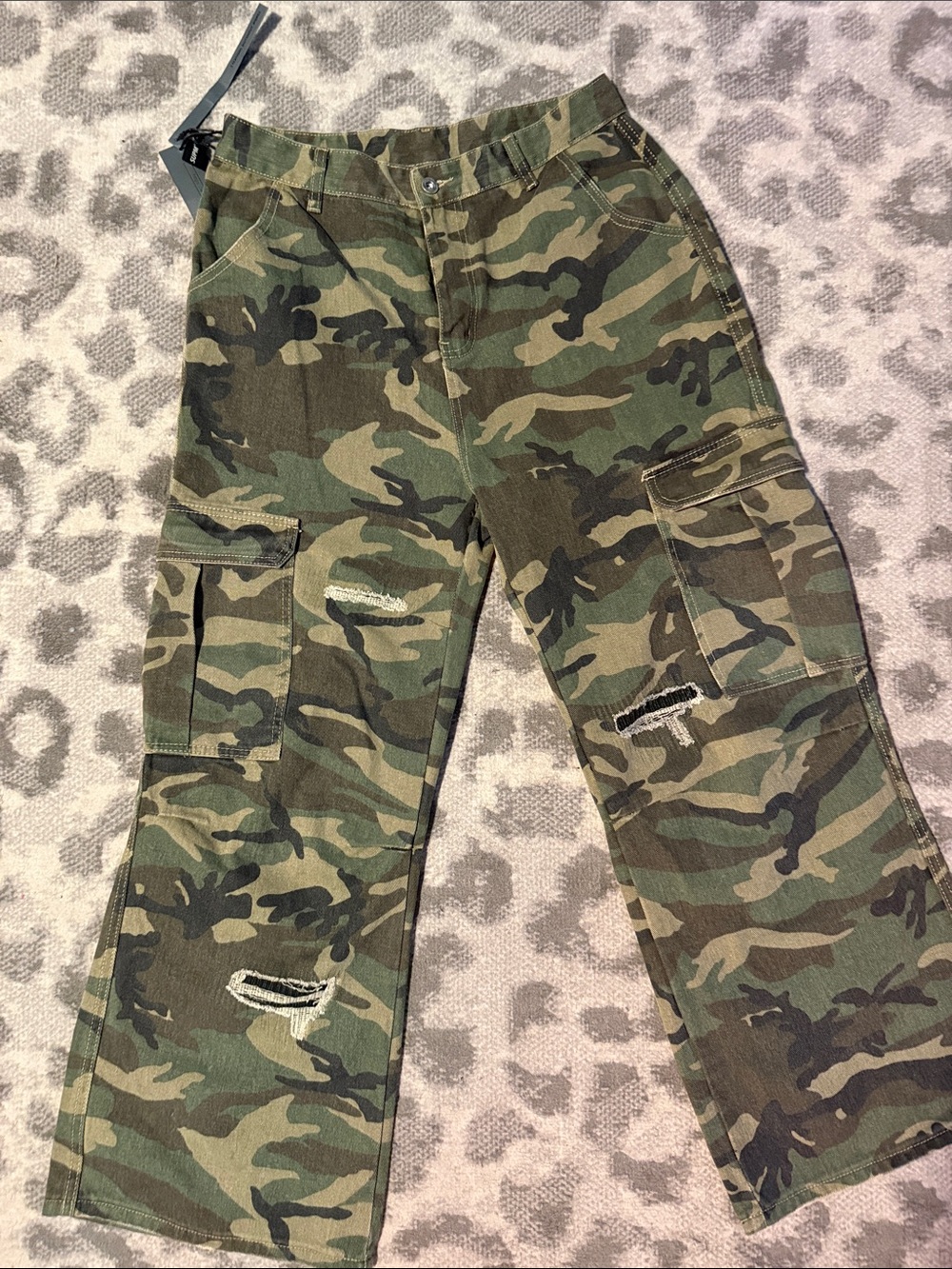 Supreme Camouflage Wide Leg Cargo Pants - Green/Brown/Black